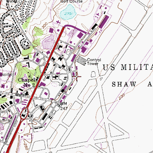 Topographic Map of Shaw Air Force Base Fire Department, SC