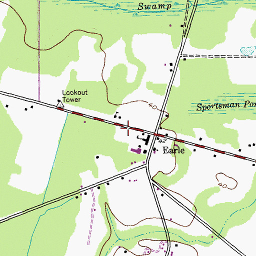 Topographic Map of Williamsburg County Fire Department Earles, SC