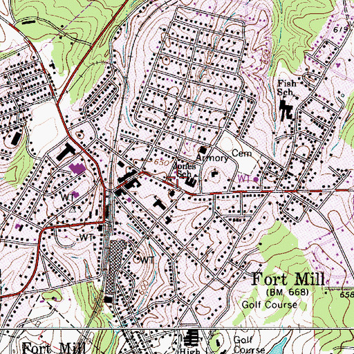Topographic Map of Fort Mill Fire Department, SC