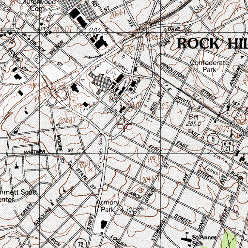 Topographic Map of Rock Hill Fire Department Headquarters, SC