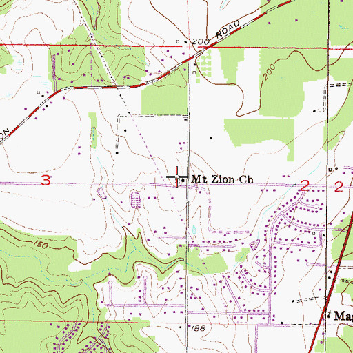 Topographic Map of Mount Zion Cemetery, AL