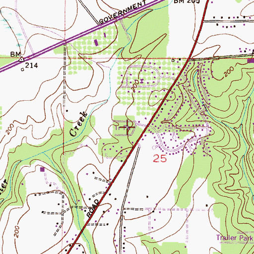 Topographic Map of Ridgewood Trailer Park, AL