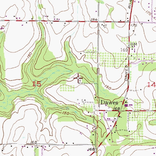 Topographic Map of Dawes Cemetery, AL