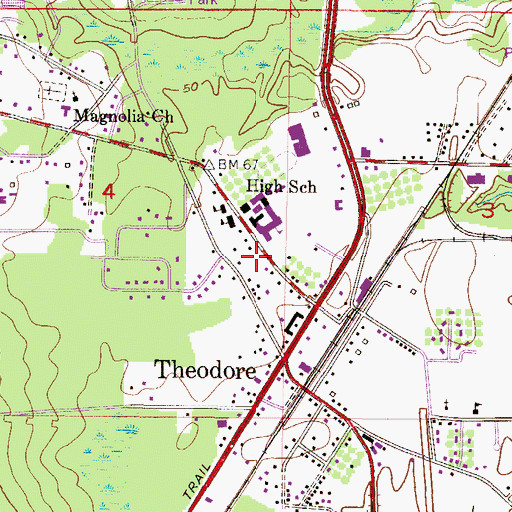 Topographic Map of Katherine Hankins Trailer Park, AL