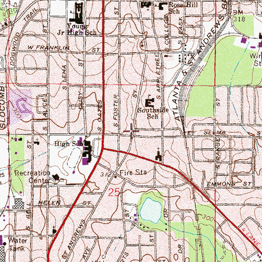 Topographic Map of Harmonie Home, AL