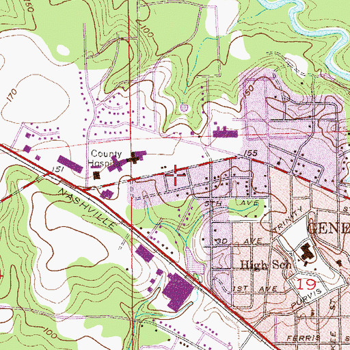 Topographic Map of Wiregrass Nursing Home, AL