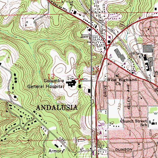 Topographic Map of Andalusia Health Care Center, AL
