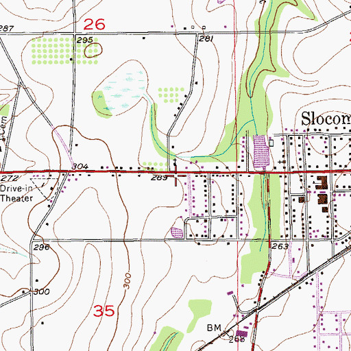 Topographic Map of Slocomb Post Office, AL