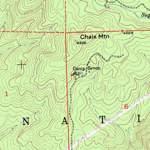 Topographic Map of Camp Seven, CA