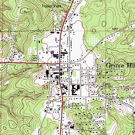 Topographic Map of Grove Hill Post Office, AL