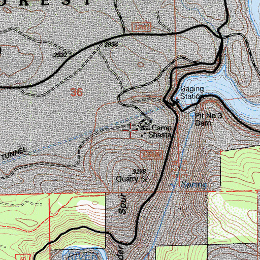 Topographic Map of Camp Shasta, CA