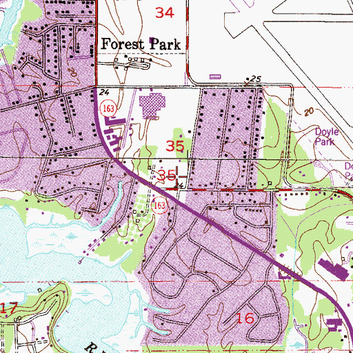 Topographic Map of Bayside Post Office, AL