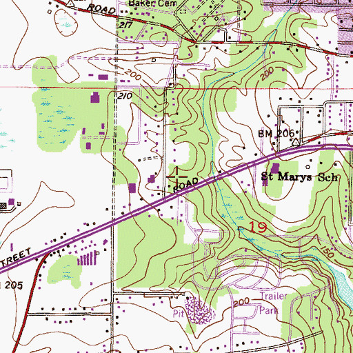 Topographic Map of Alverson Commercial Park, AL