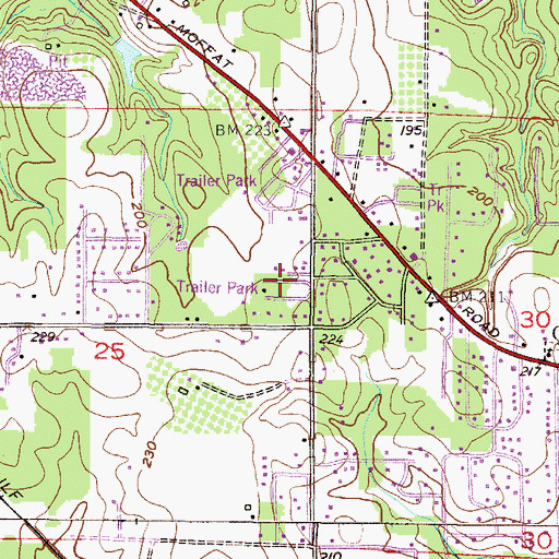 Topographic Map of Oakway Trailer Park, AL