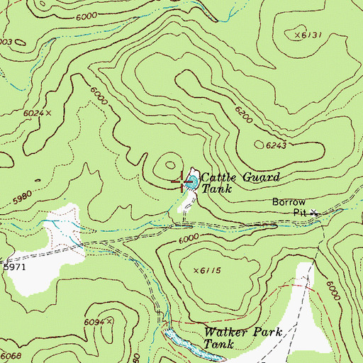Topographic Map of Cattle Guard Tank, AZ