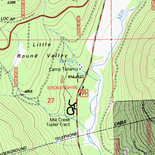 Topographic Map of Camp Tehama, CA