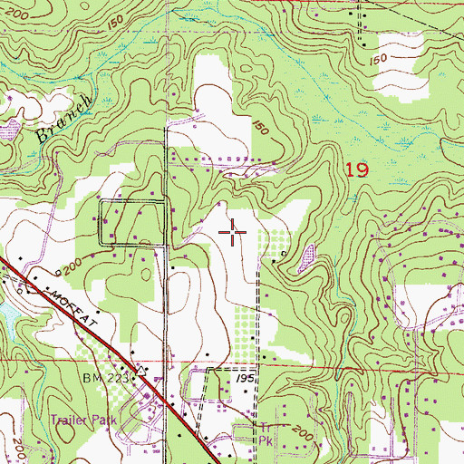 Topographic Map of Alexis Place Trailer Park, AL