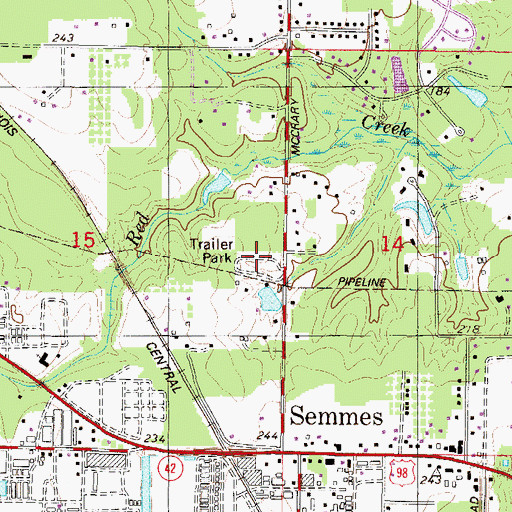 Topographic Map of Yonder Wood Mobile Home Park, AL