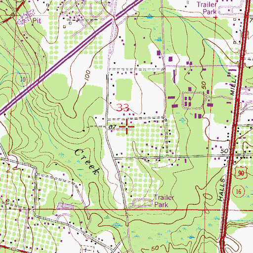 Topographic Map of Irene Hoffman Trailer Park, AL