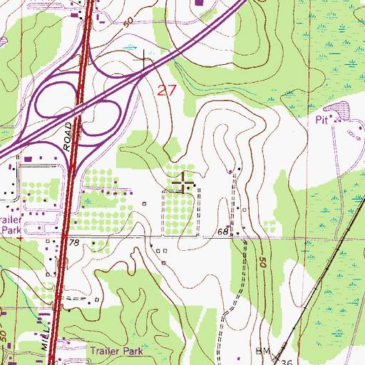 Topographic Map of Mobile South Business Park, AL