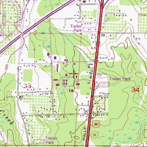 Topographic Map of Burton Pate Industrial Park, AL