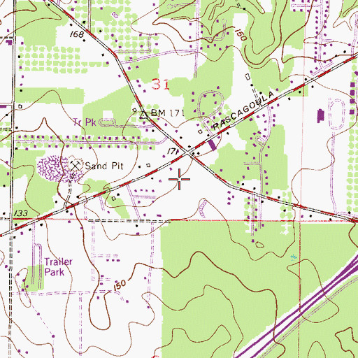 Topographic Map of Churchs Commercial Park West, AL