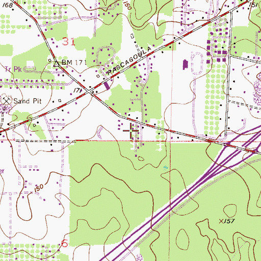 Topographic Map of Spanish Trail Commercial Park, AL