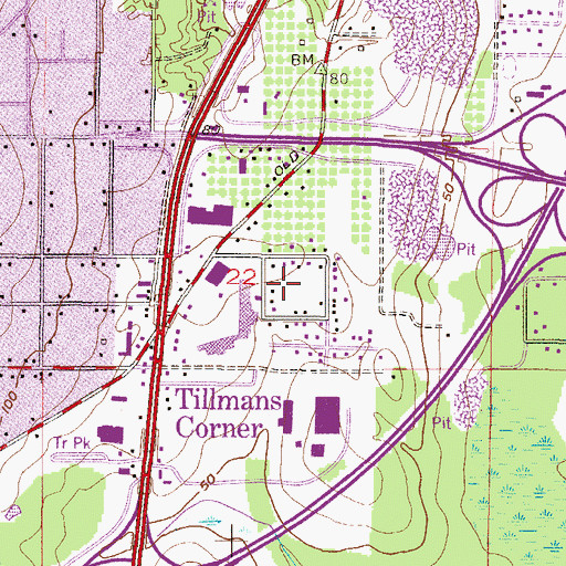 Topographic Map of Evans Trailer Park, AL