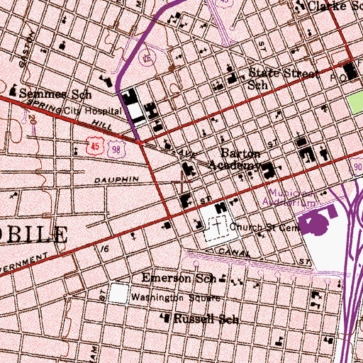 Topographic Map of Baptist Oaks Senior Citizen Housing, AL
