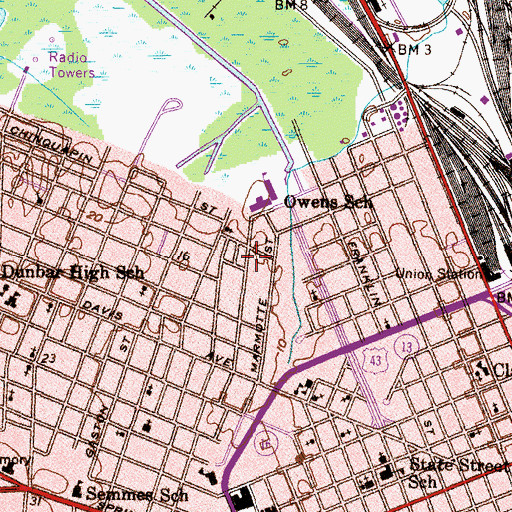 Topographic Map of Albert F Owens Public Housing, AL