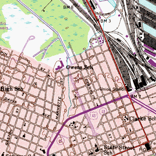 Topographic Map of Jesse Thomas Public Housing, AL