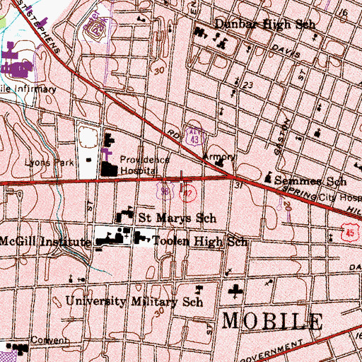 Topographic Map of Mobile County Child Advocacy Center, AL