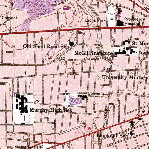 Topographic Map of Abbie Berg Senior Center, AL