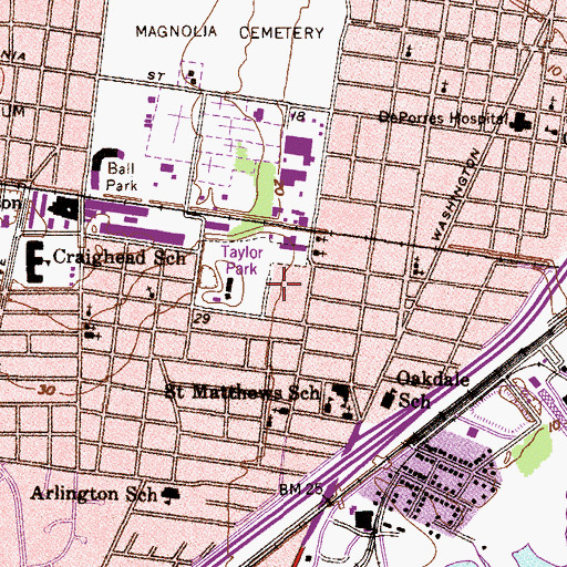 Topographic Map of Oaklawn Homes Public Housing, AL