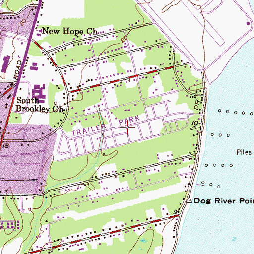 Topographic Map of Sea Pines Mobile Home Park, AL