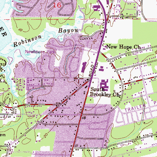 Topographic Map of Brills Trailer Court, AL