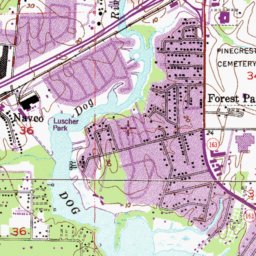 Topographic Map of Grand Oaks Mobile Home Court, AL
