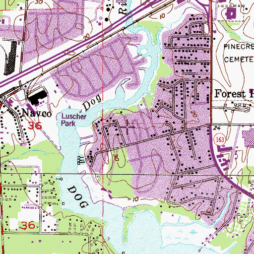 Topographic Map of Shady Acres Mobile Home Court, AL