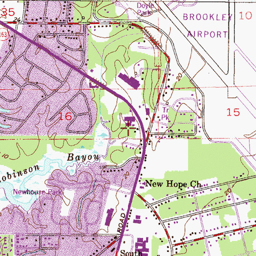 Topographic Map of Curve Mobile Home Park, AL