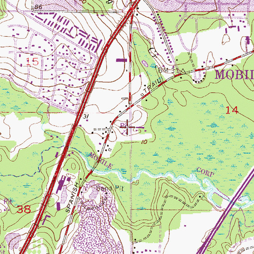 Topographic Map of Halls Mill South Industrial Park, AL