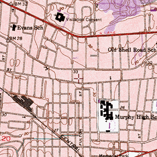 Topographic Map of South Alabama Cares Community AIDS Resources Education and Support Services Center, AL