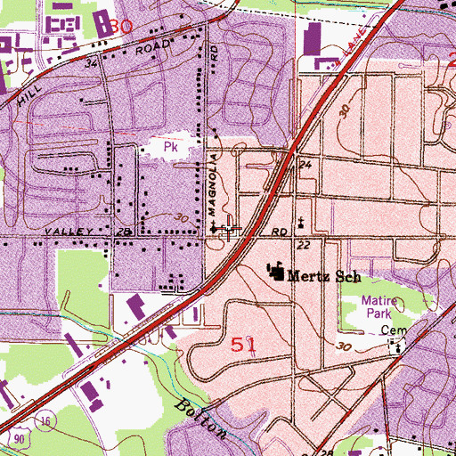 Topographic Map of Pleasant Valley Cemetery, AL