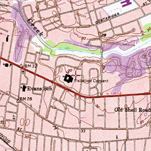 Topographic Map of Visitation Monastery Cemetery, AL