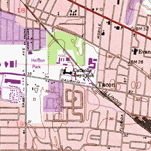 Topographic Map of Dauphin Data Building, AL