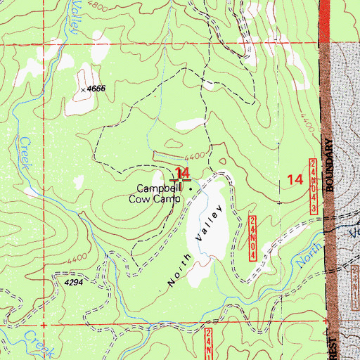 Topographic Map of Campbell Cow Camp, CA