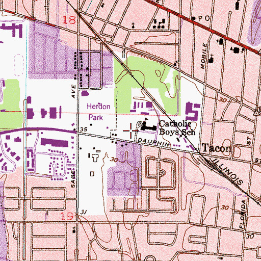 Topographic Map of Dauphin Center Plaza, AL