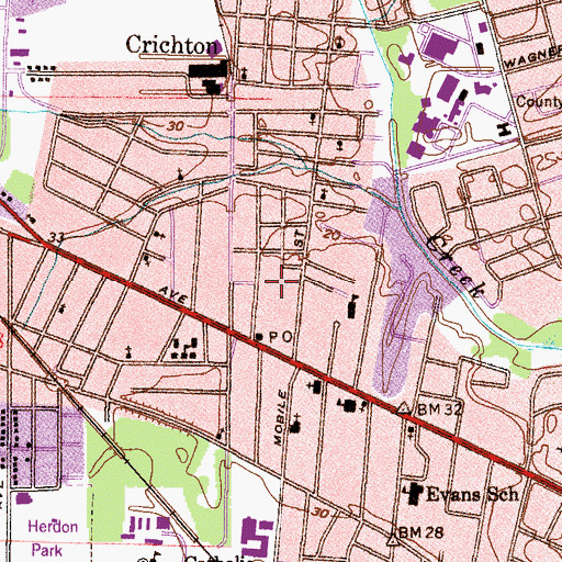 Topographic Map of Central Plaza Towers Public Housing Facility, AL