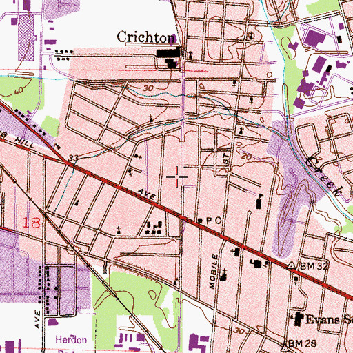Topographic Map of Bay Shore Plaza, AL