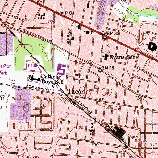 Topographic Map of Cameron Commercial Park, AL