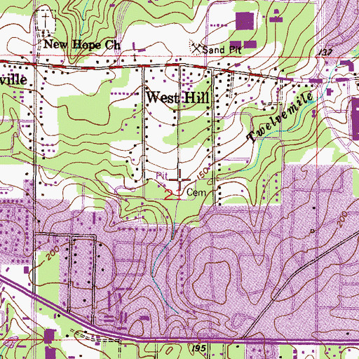 Topographic Map of Saint Edwards Cemetery, AL